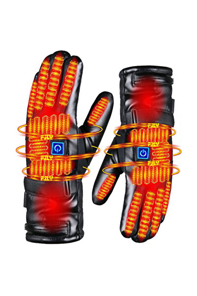 Choice black Motorcycle Heated Gloves Thermal Heat Gloves Winter Warm Skiing ...