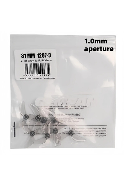 Choice مروحة Gemfan رمادية اللون مقاس 1.0 مم، ثلاثية الشفرات، بفتحة 1.0 مم، م...