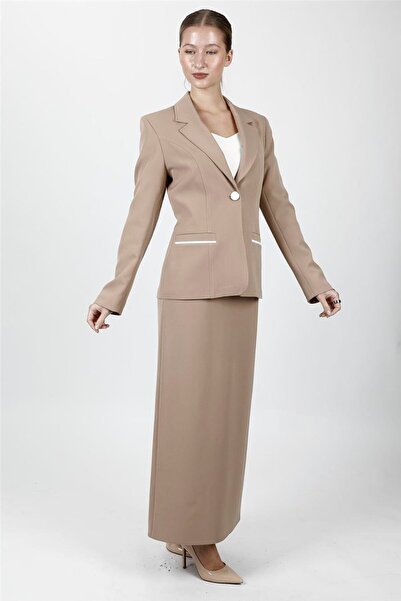 ÖNDER ÖZSOY Garnili Single Button Classic Jacket & Long Pencil Skirt Women's ...