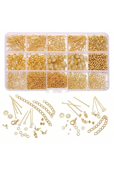 Choice مجموعة مواد معدنية لصنع المجوهرات اليدوية من الذهب، 15 شبكة - 1260 قطع...