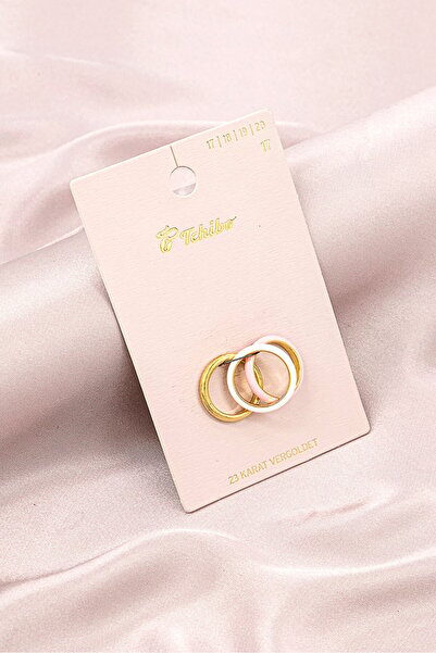 Tchibo Women 3 Pack Fashion Rings, Gold