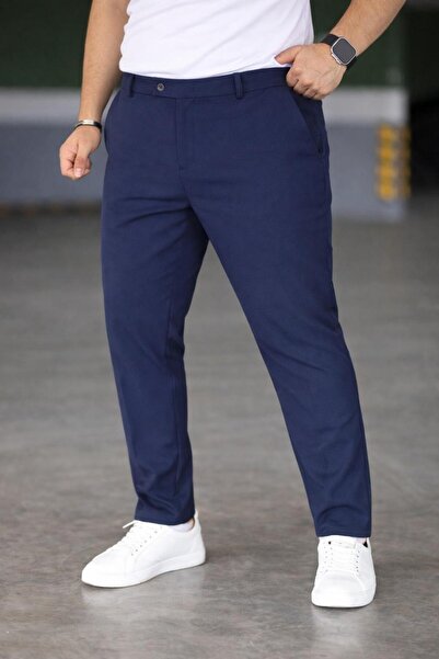 Bürke Pantaloni din stofă pentru bărbați, de culoare bleumarin, de calitate s...