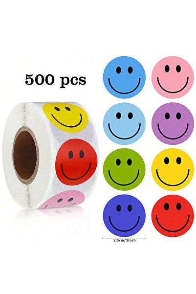 Choice 8 Colors 500 Sheets/Roll Smiley Face Stickers, 8 Colors, Used for DIY ...