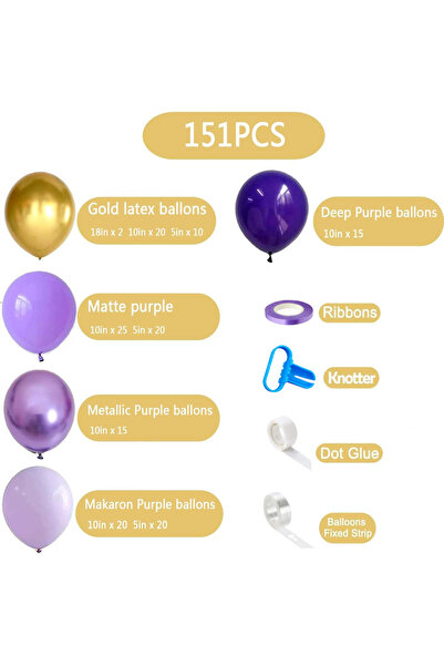 Choice Other Purple and Gold 151PCS Purple and Gold Balloon Latex Balloon Set...