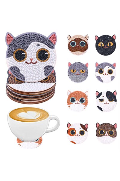 Choice AA1144B مجموعة فنية للرسم بالألماس مكونة من 8 قطع، تتضمن قاعدة أكواب ب...