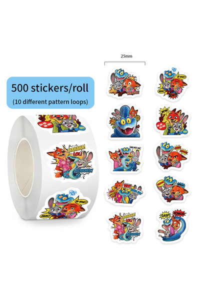 Choice لفة واحدة، 500 قطعة/لفة، ملصقات كرتونية جديدة من فيلم ديزني زوتوبيا 2،...