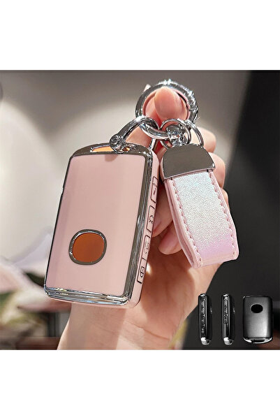 Choice8 غطاء مفتاح وردي اللون مع سلسلة مفاتيح، مناسب لسيارات مازدا 3، 6، CX-5...