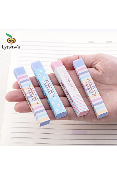 Choice 4 Pieces Cute Candy Color Striped Soft Pencil Erasers Kawaii Stationer...