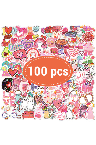 Choice 100 قطعة - TZ-154، 100 قطعة من ملصقات جرافيتي على شكل قلب وردي، ملصقات...