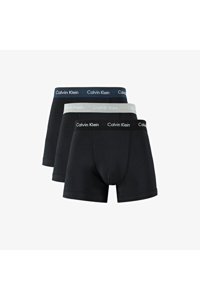 Calvin Klein Trunk 3'lü Siyah/Gri/Lacivert Bantlı Erkek Siyah Boxer