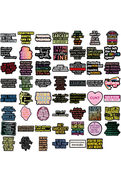Choice 55 قطعة من ملصقات النصوص الساخرة الكرتونية - غلاف بلاستيكي مقاوم للماء...