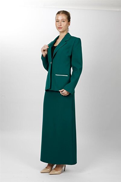 ÖNDER ÖZSOY Garnili Single Button Classic Jacket & Long Pencil Skirt Women's ...