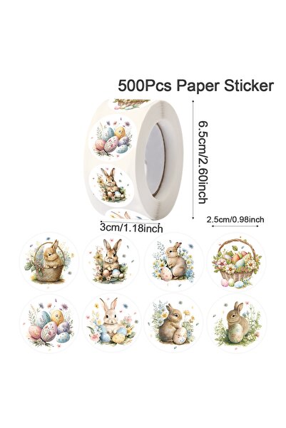 Choice As shown 243 500pcs Easter Rabbits Round Stickers Cartoon Bunny Easter...