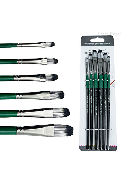 Choice1 6Black Green Filbert Filbert Paint Brushes Set, 6 Pcs Artist Paint br...