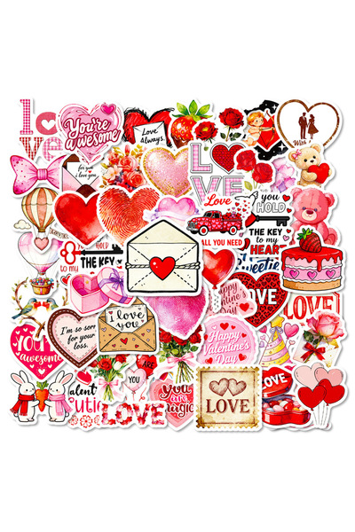 Choice ٥٦ قطعة × ٢ ٥٦/١١٢ قطعة ملصقات حمراء لعيد الحب لعلب الهدايا، وحافظات ا...