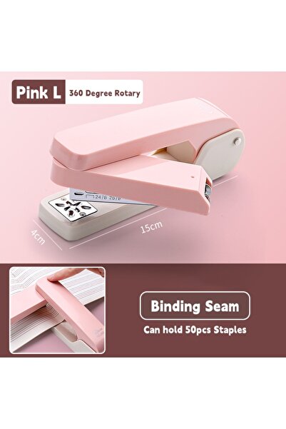 Choice3 Pink L Portable Metal Stapler Use 24/6 26/6 Staples 360 Degree Rotary...