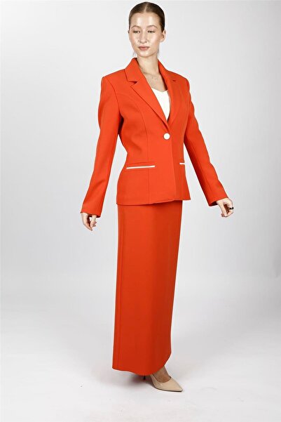 ÖNDER ÖZSOY Garnili Single Button Classic Jacket & Long Pencil Skirt Women's ...