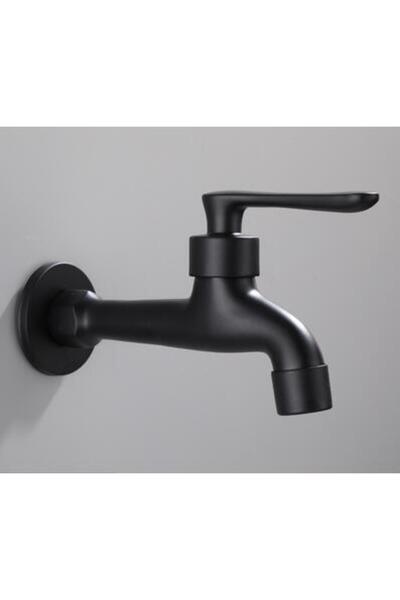 Choice1 حوض استحمام طويل أسود اللون، صنبور ماء بارد واحد، غسالة ملابس مثبتة ع...