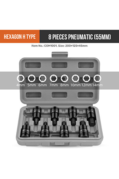 Choice 8pcs H type P 55mm Hi-Spec 8Piece Hexagon Sket Bit S2 1/2 Combo Extens...