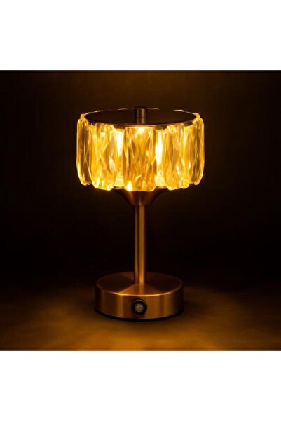 Generic Luxury Crystal Table Lamp with LED Lighting and Gold Base