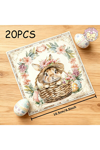 Choice ٢٠ قطعة - ٨٠ قطعة مناديل ورقية لعيد الفصح، مناديل ورقية مطبوعة عليها ر...