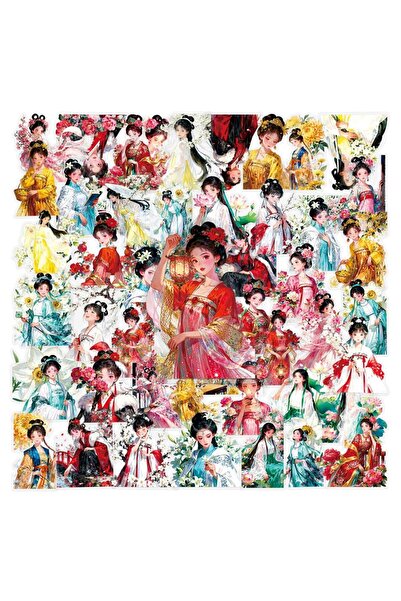 Choice 50PCS 50/100PCS Transparent Stickers Cartoon Girl Hanfu Exquisite PET ...