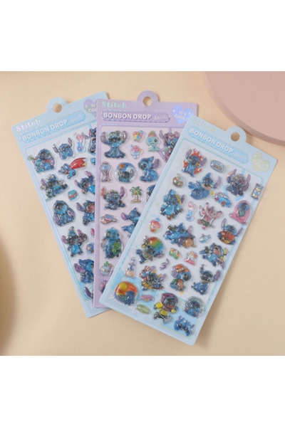 Choice 3 قطع - ملصق جيلي ثلاثي الأبعاد بتصميم ستيتش، مناسب للأطفال، ديزني، كا...