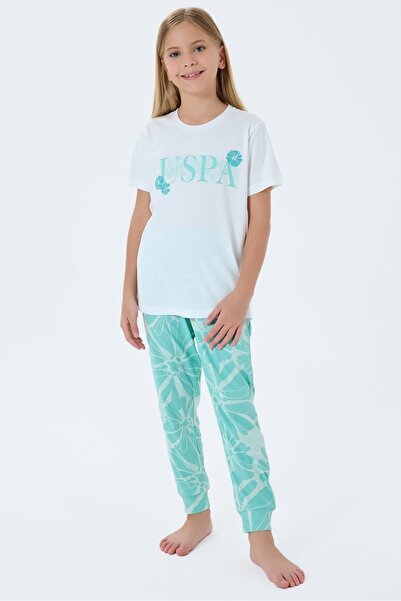 U.S. Polo Assn. 4-15 Years Old Licensed Us Polo Assn Girl's Set-Ecru