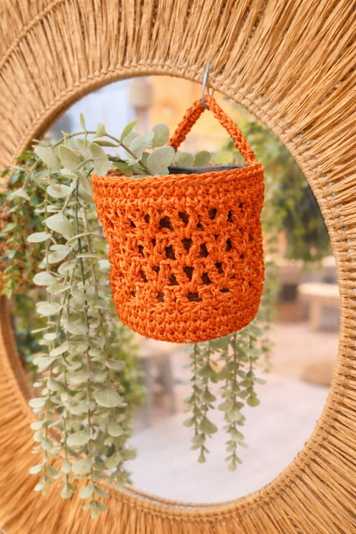 AY TASARIM MAKROME Paper Rope Flower Basket, Wicker Basket (Flowers Are Not I...