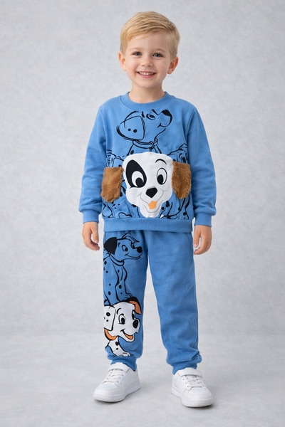 CiciTime Çocuk Modası Boy's Cute Dog Printed Top and Bottom Set
