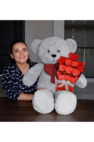 Özgüner Oyuncak Special Valentine's Day Gift: 90 cm Plush Teddy Bear with Bow...