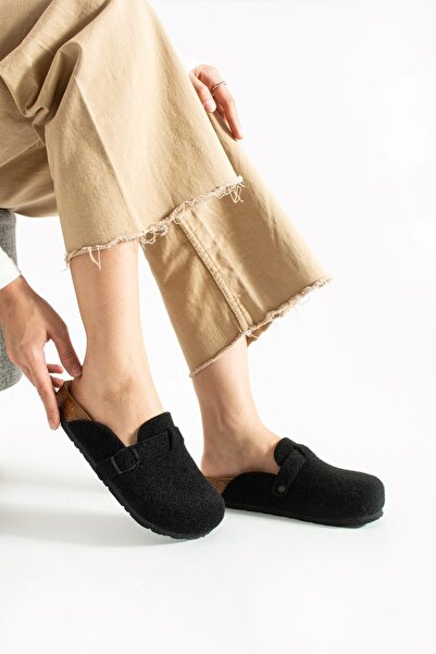 İncim Black Imported Felt Unisex Home Slippers Comfortable Warm Comfortable O...