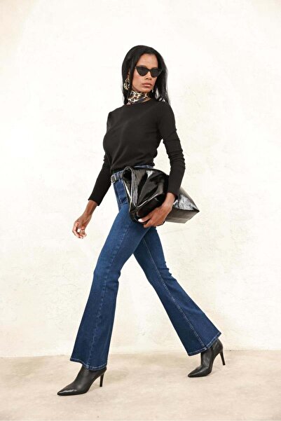 5in1Canpolat Dark Blue Full Lycra Recovery Flare Jean 7578