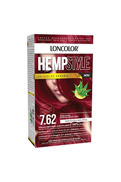 Loncolor Vopsea de Par Permanenta Hempstyle cu Ulei de Canabis, 7.62 Rosu Int...