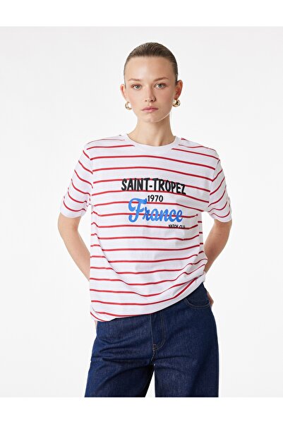 Koton Γυναικείο T-shirt 6SAK50097EK ΚΟΚΚΙΝΟ ΡΙΓΕΤΟ