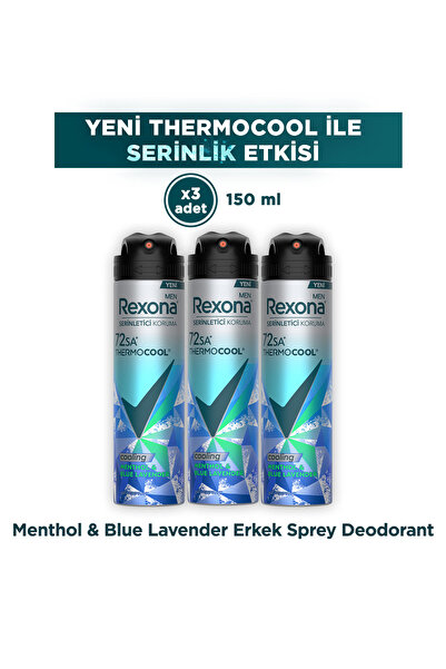 Rexona Men Thermocool Erkek Sprey Deodorant Menthol & Blue Lavender 150 ml x3
