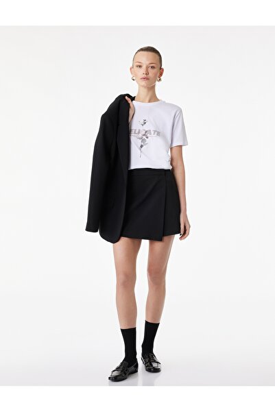 Koton Βαμβακερό μπλουζάκι με κοντό μανίκι και λαιμόκοψη με τύπωμα