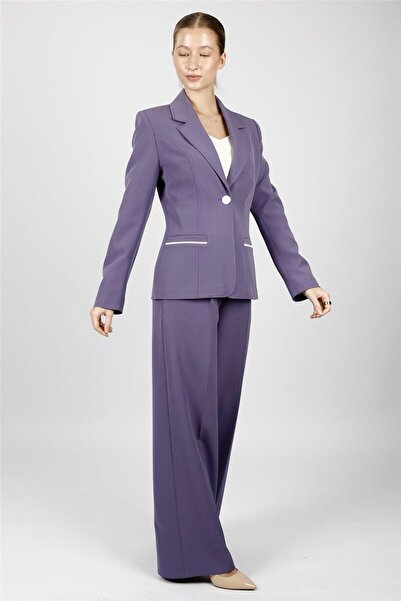 ÖNDER ÖZSOY Garnili Single Button Classic Jacket & Classic Palazzo Women's Tr...