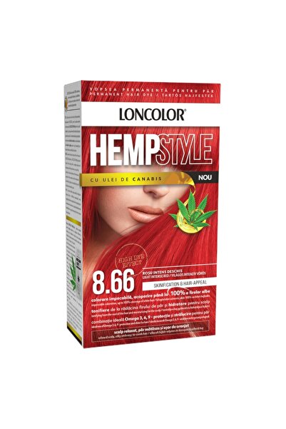 Loncolor Vopsea de Par Permanenta Hempstyle cu Ulei de Canabis, 8.66 Rosu Int...