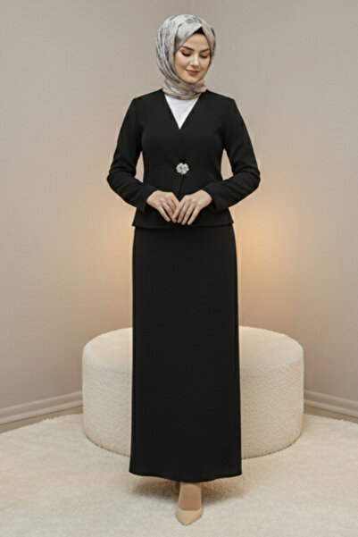 benguen Brooched Jacket Suit Z5726 Black
