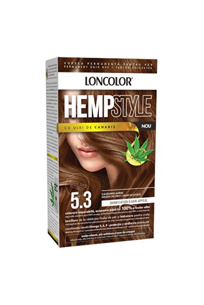Loncolor Vopsea de Par Permanenta Hempstyle cu Ulei de Canabis, 5.3 Castaniu ...