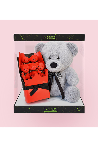 Özgüner Oyuncak Valentine's Day Special Gift Boxed Plush Teddy Bear and Fuchs...