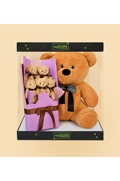 Özgüner Oyuncak هدية خاصة لعيد الحب: دمية دب قطيفة في صندوق هدايا وباقة دمى د...