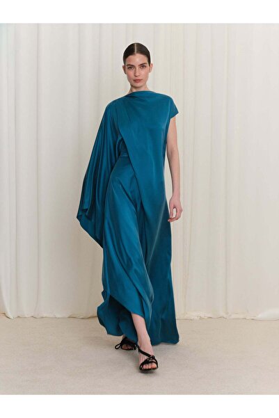 BAQA Omuz Drapeli İpek Elbise