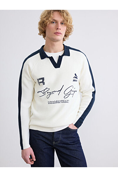 LC Waikiki Rmz Gi̇yi̇m Farkiyla Devrik Roba Collar Printed Men's Knitwear Swe...