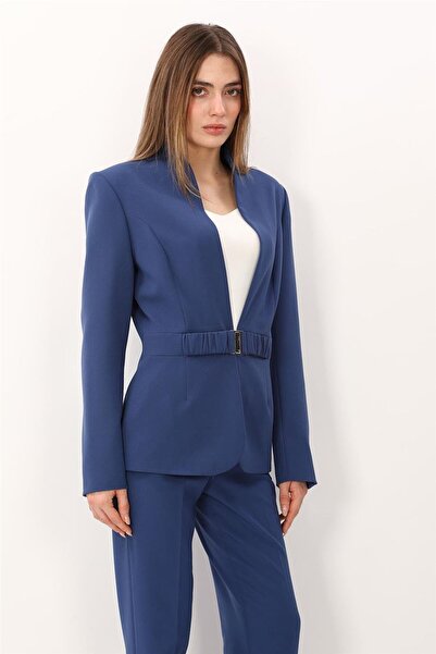 ÖNDER ÖZSOY Classic Women's Jacket with High Collar Model - Indigo