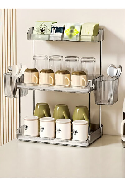 DOMEET 3 Tier Cup Drying Rack with Drain Tray, Countertop Mug Holder with Hoo...