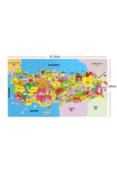 Wi Fro Ahşap Türkiye Haritası Puzzle - Öğrenci Doğum Günü Hediye Eğitici Yapb...