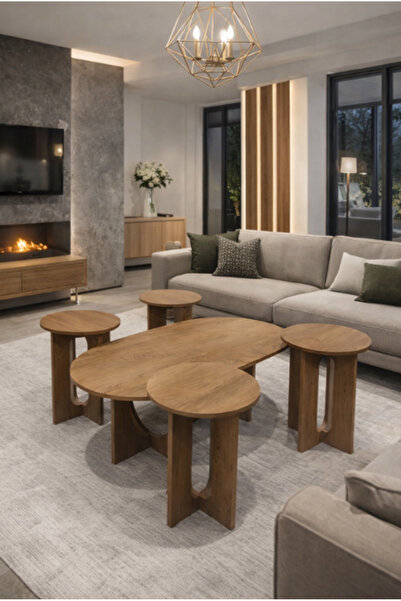 LAMST Modern Wooden Coffee Table Set