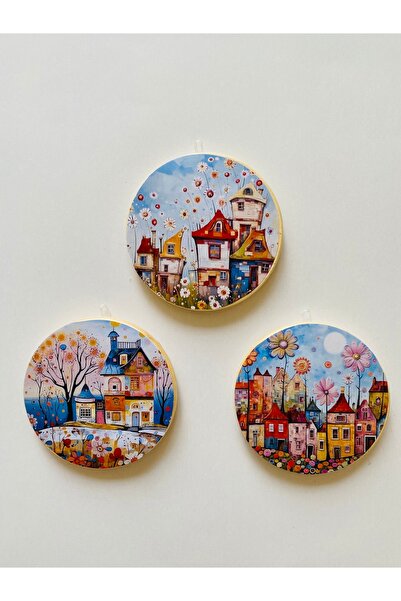 ZeyMin Art Naif Art 3lü Duvar Süsü 11 cm